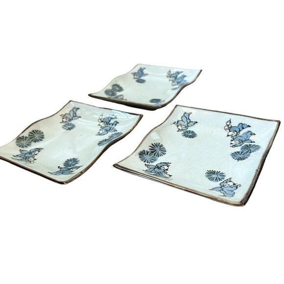 Set of 3 vintage Japanese Karako Sushi Plates - Picture 1 of 5